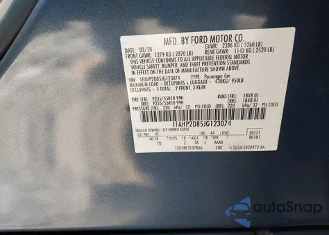2018 Ford Taurus Se from USA, damaged, VIN 1FAHP2D85JG123074